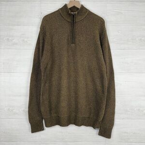Eddie‎ Bauer Bird's Eye Knit Sweater Men XL Tall Quarter Zip Pullover Heavy Knit